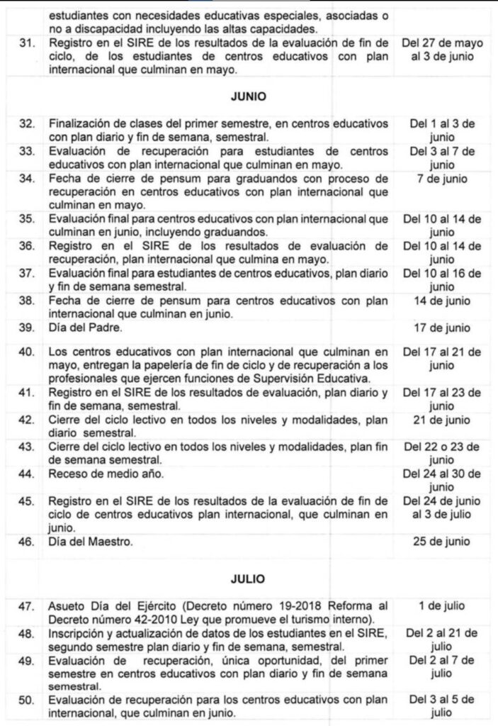 Mineduc Calendario Escolar 2024 para centros educativos del sector privado  
