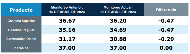 MEM publicó la actualización de los precios de los combustibles  
