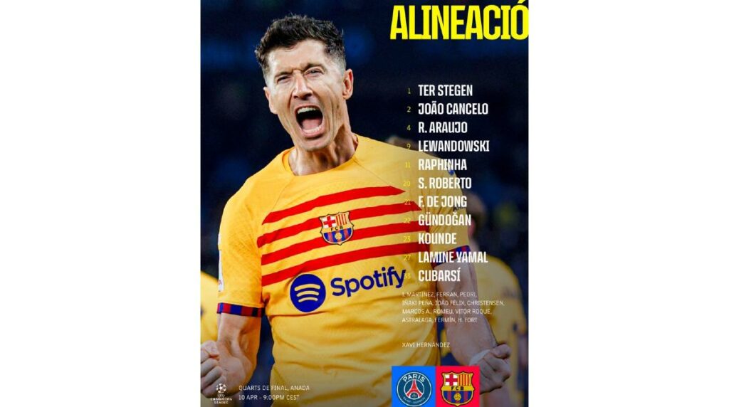 Barcelona PSG alineación