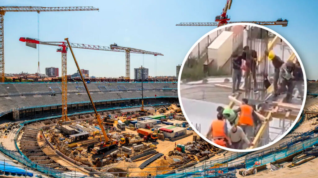 Obreros del nuevo estadio del Barcelona protagonizan pelea