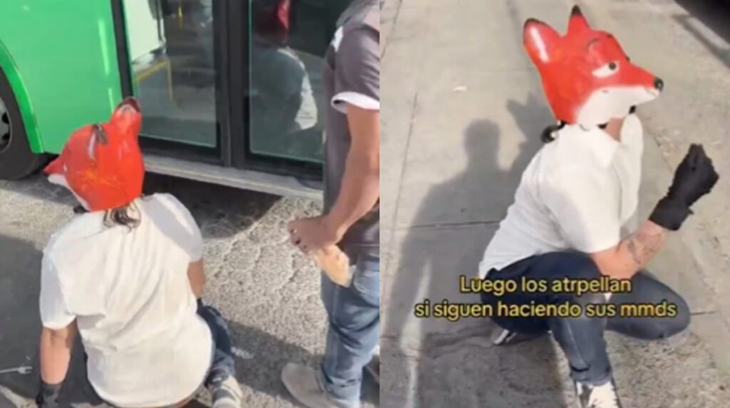 Chofer niega el acceso a joven therian que quiso subir gateando a un bus en México
